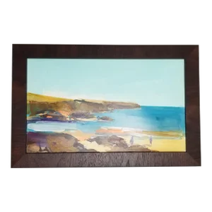 1980s Coastal Scene Painting, Framed