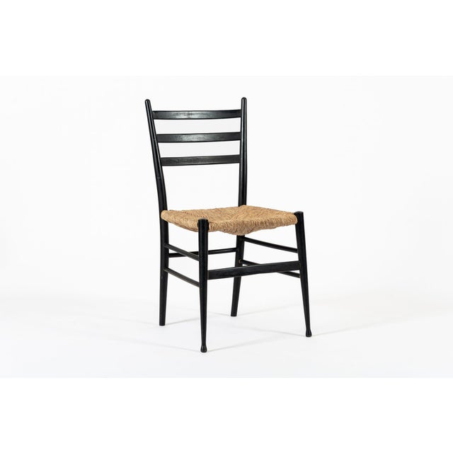 Vintage Mid Century Black Wood and Rush Wicker Dining Chair For Sale - Image 11 of 12