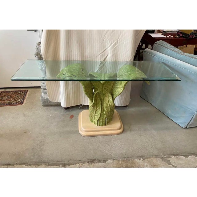Vintage Serge Roche Style Console Table and Mirror Set With Leaf Accents For Sale - Image 4 of 10