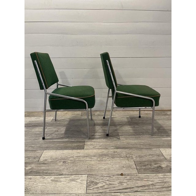 A- 380 vintage art-deco set of two chrome chairs bauhaus germany [ brussel 1958 expo ] chrome in original good condition...