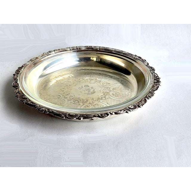 1970s Sheridan Silver Plate Pie Bowl With Baking Glass Insert, 2 Piece Set For Sale - Image 10 of 13
