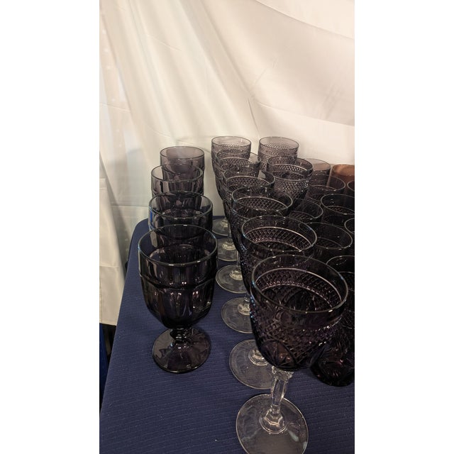 1990s Vintage Amethyst Glass Dinnerware Set W/ Display - 59 PCS For Sale - Image 5 of 5
