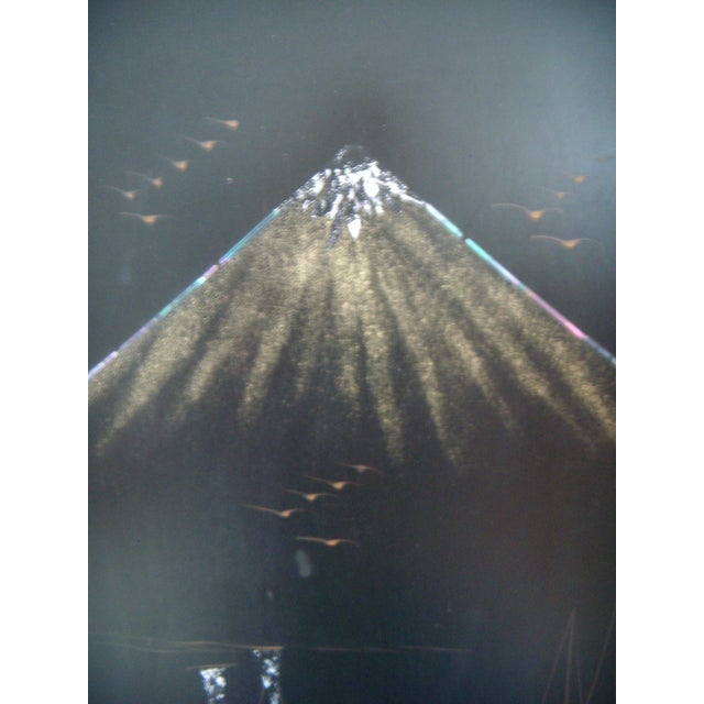 Early 20th. Century Japanese Mother of Pearl Inlayed Black Room Divider