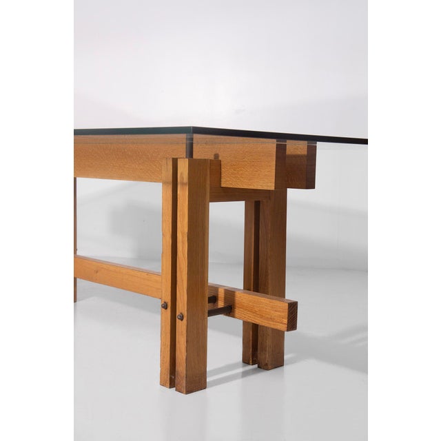 Carlo Scarpa Table attributed to Carlo Scarpa with Glass Top attributed to Carlo Scarpa, 1960s For Sale - Image 4 of 8