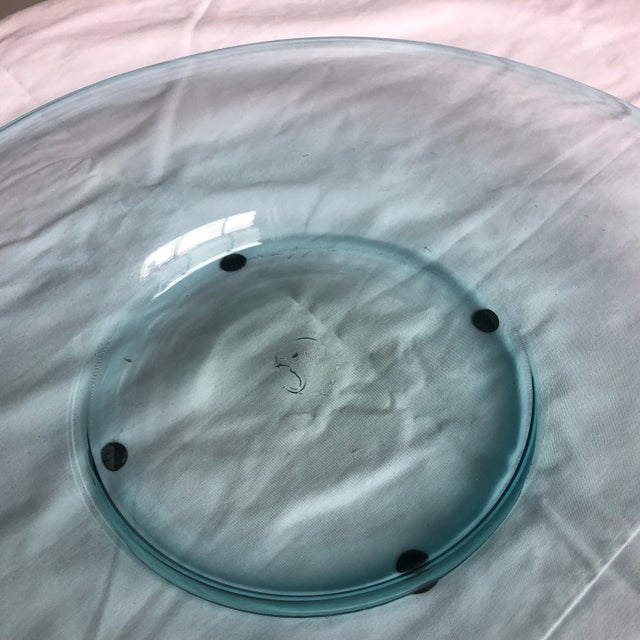 1990s Round Glass Sky Blue Platter - Table Top For Sale - Image 4 of 10