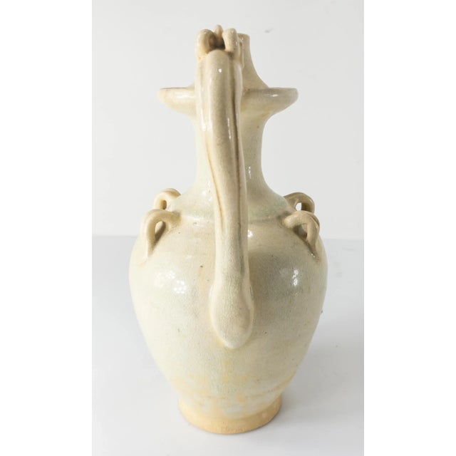 Chinese 20th Century Chinese Tang Dynasty Style White Cream Glazed Ewer Pitcher For Sale - Image 3 of 11