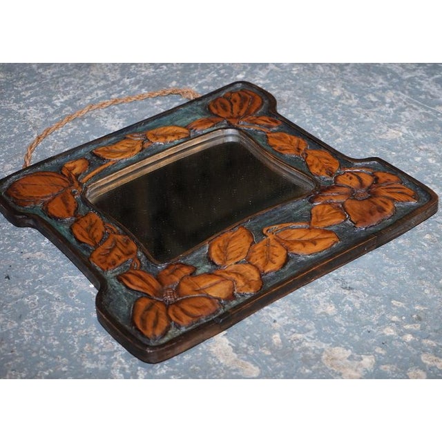 Antique French Art Nouveau Floral Carved Wall Mirror For Sale - Image 6 of 9