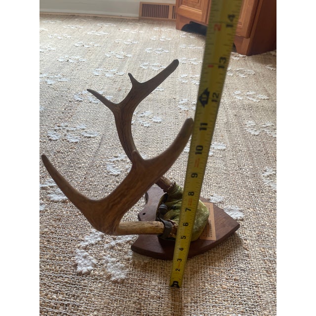 Brown 1948 Wall Hanging Vintage Antler Wall Hanging Plaque Mount With Velvet For Sale - Image 8 of 11