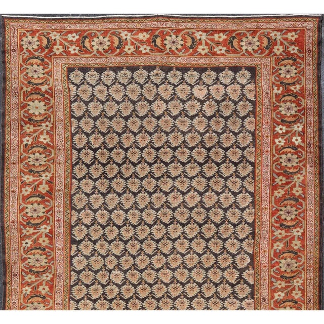 Dark Blue Antique Persian Sultanabad Rug in All-Over Paisley 10'3 X 15'2 For Sale - Image 11 of 15