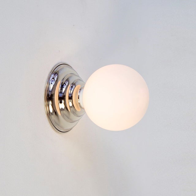 Hive Sconce, Polished Nickel, 5in Glass Glove, Modern, Silver by Research.Lighting For Sale - Image 9 of 10