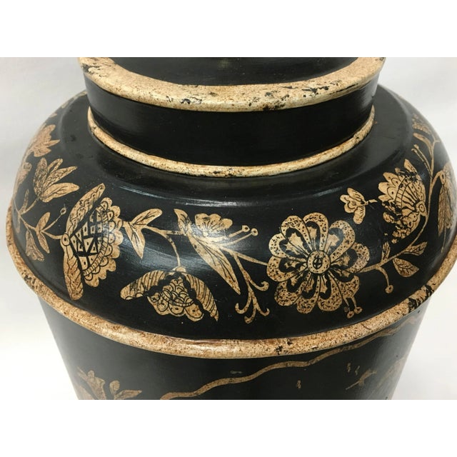 Metal Export English Chinoiserie Tea Canister Lamp For Sale - Image 7 of 9