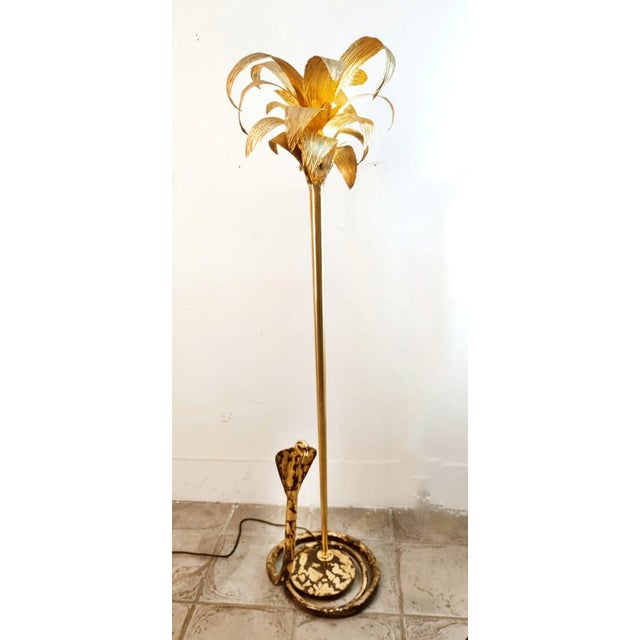 Brass Palm Floor Lamp with Cobra For Sale - Image 6 of 18