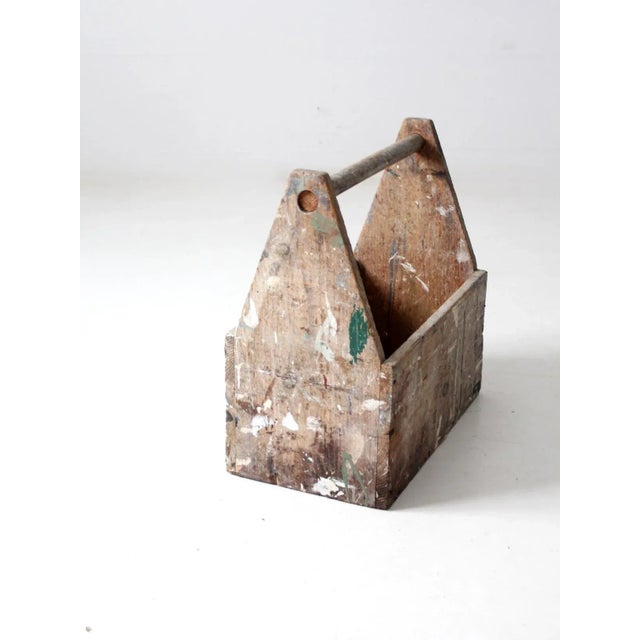 Farmhouse Vintage Wooden Trug Toolbox For Sale - Image 3 of 13
