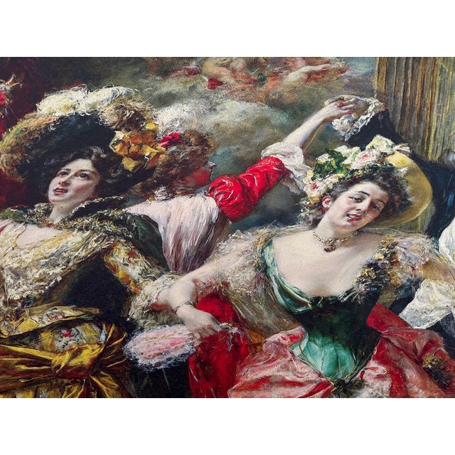 1960s Italian Rococo Gold Beech Textile Wall Art 1pc For Sale - Image 9 of 15