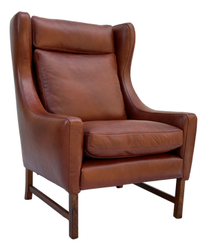 Wingback Chair in Leather by Fredrik A. Kayser for Vatne Møbler, 1962