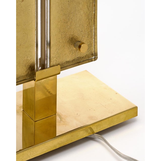 Single Venetian Glass, Pink and Gold Slab Lamp, Murano For Sale - Image 9 of 11