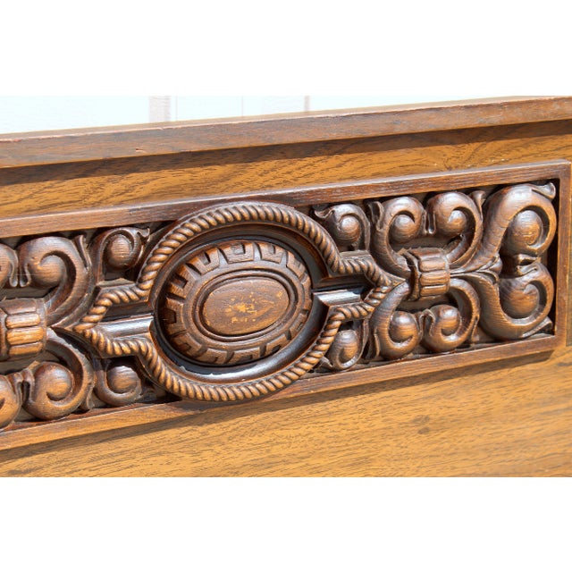 Brown Victorian-Style Carved Wood Twin Headboard For Sale - Image 8 of 12