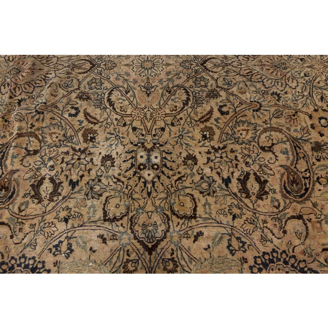 1900 - 1909 Antique Persian Meshad Botanic Handmade Wool Rug For Sale - Image 5 of 8