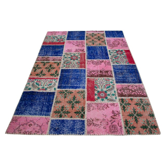 2020s Vibrant Pink & Red Turkish Rug Hand Knotted Handstitched Art - 5'7"x7'10" For Sale - Image 5 of 17