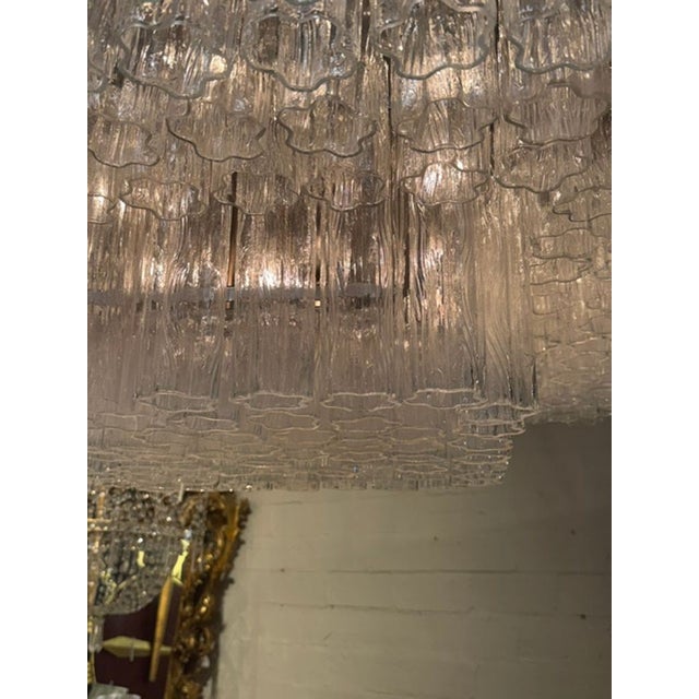 Metal Vintage Italian Large Scale Murano Tronchi Glass Chandelier For Sale - Image 7 of 7