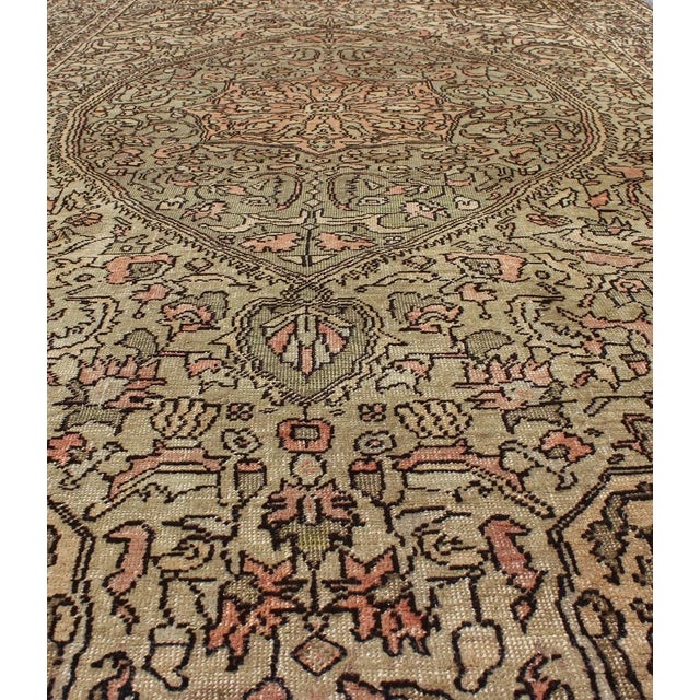 Mid 20th Century Vintage Turkish Sivas With Floral Central Medallion in Coral and Earthy Tones For Sale - Image 5 of 9