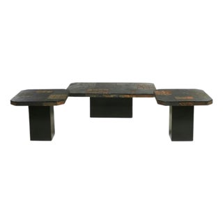 Mid Century Modern Tessellated Stone Coffee Table and Two Side Table Set For Sale