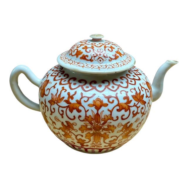 Mid 19th Century Chinese Iron Red Porcelain Teapot For Sale