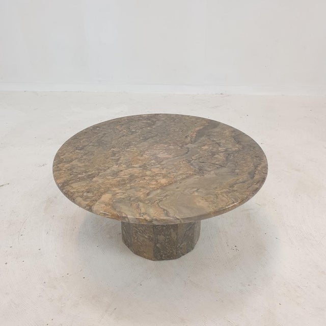 1980s Italian Marble Round Coffee Table, 1980s For Sale - Image 5 of 14