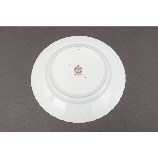 Minton Late 20th Century Minton England S600 Gold Laurel Leaves Light Blue Salad Dessert Plates- Set of 6 For Sale - Image 4 of 5