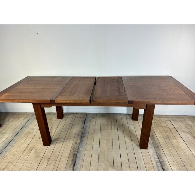 Brutalist Oak Table with 2 Extension Leaves, 1990s For Sale - Image 9 of 13