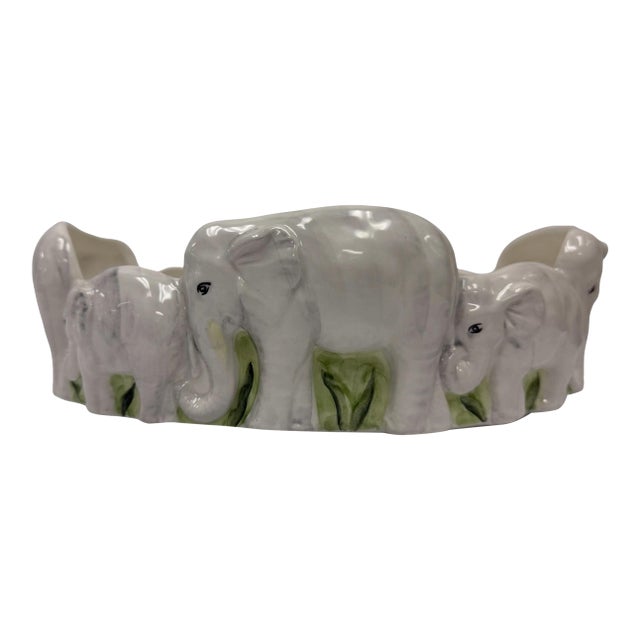 Vintage Scully & Scully Italian Ceramic Elephant Parade Serving Platter For Sale