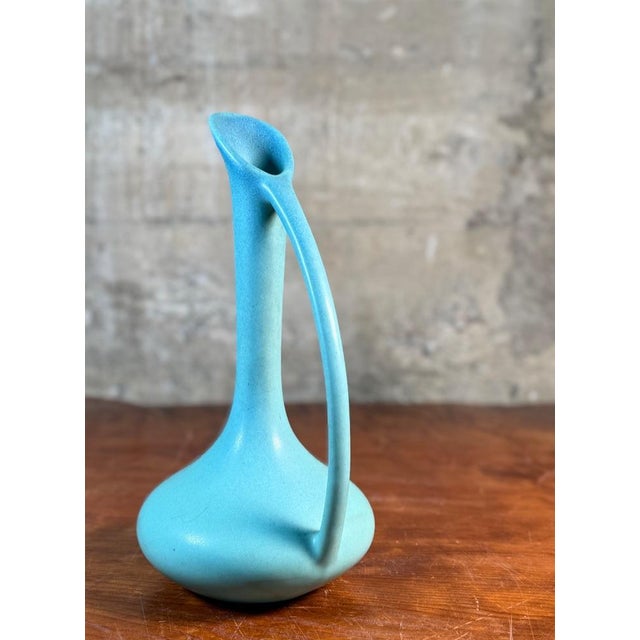 Van Briggle Early 20th Century Early Van Briggle Art Pottery Ewer, Matte Turquoise, 11.5” For Sale - Image 4 of 6
