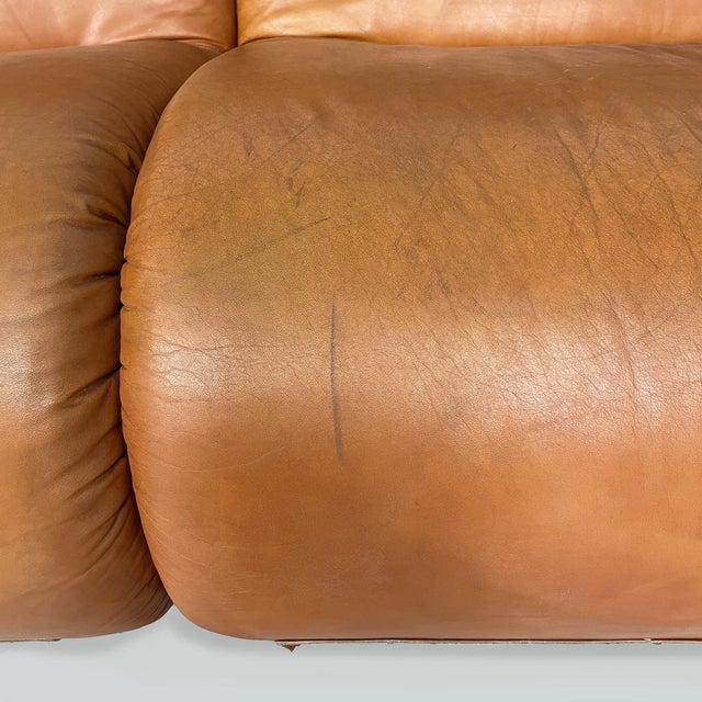 Italian Modern Modular Brown Leather Sofa, 1970s For Sale - Image 16 of 18