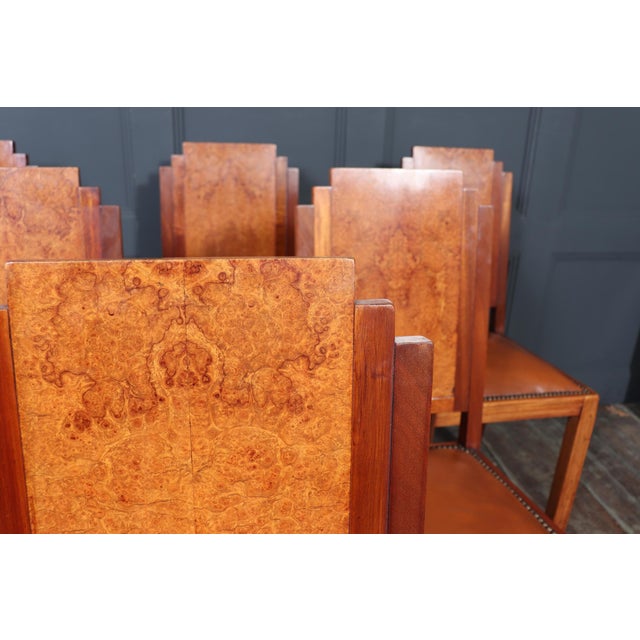 1930s Art Deco French Dining Chairs in Amboyna, 1930, Set of 6 For Sale - Image 5 of 16