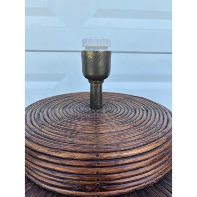 Coastal Large Mid Century Coastal Pencil Reed Table Lamp For Sale - Image 3 of 6