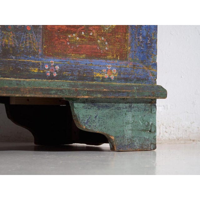 Antique Red Colored Trunk in Wood For Sale - Image 4 of 13