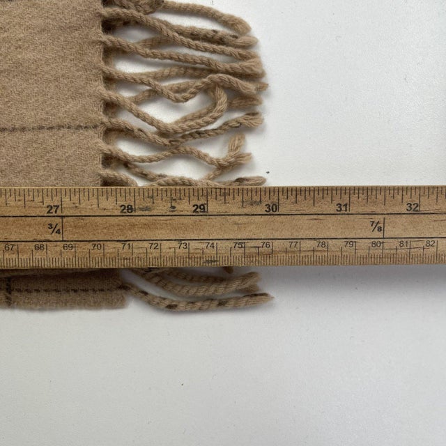 Textile Late 20th Century Polo Ralph Lauren Beige Checked 100% Wool Scarf For Sale - Image 7 of 9