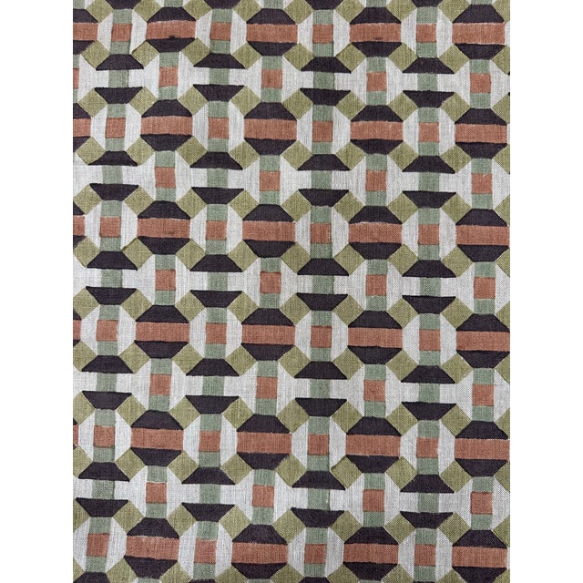 2020s Illusions Fabric by Vanderhurd Linen Hand Print Fabric 1 Yard For Sale - Image 5 of 7