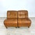 Dimensions: H 31” x W 25” x D 31” x SH 18.7” Pair of Vintage Italian lounge chairs in cognac leather patchwork from the...