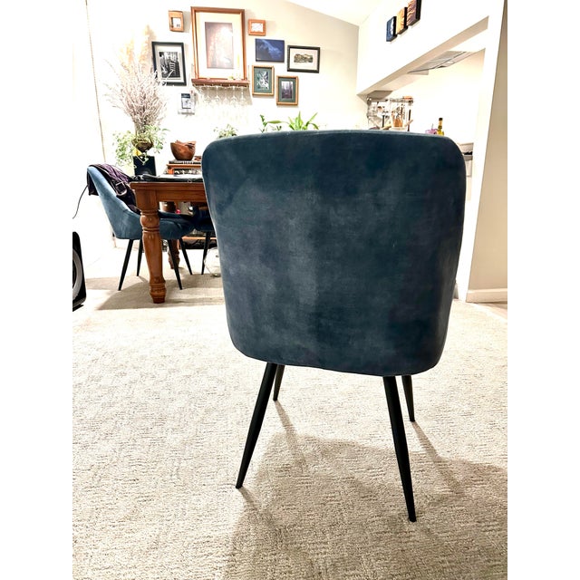 Contemporary 4 Sunpan Chardon Dining Chair Nono Petrol For Sale - Image 3 of 3
