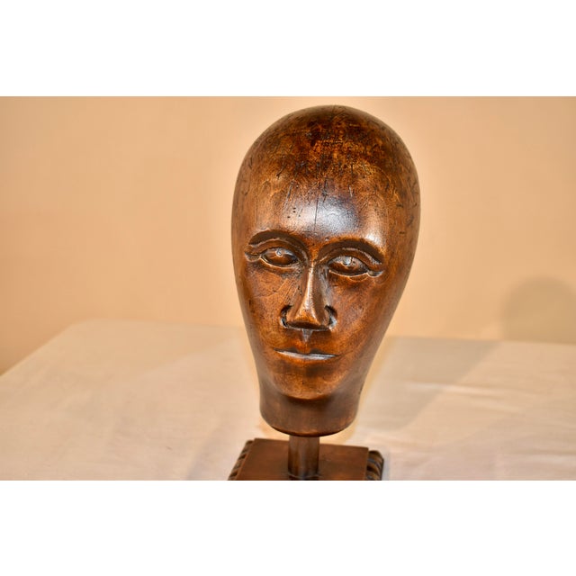 18th Century French Millinery Head on Stand For Sale - Image 4 of 8