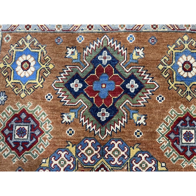 Rust and Blue Kazak Wool Rug With Center Medallion, 4'11" X 7'1" For Sale - Image 12 of 16