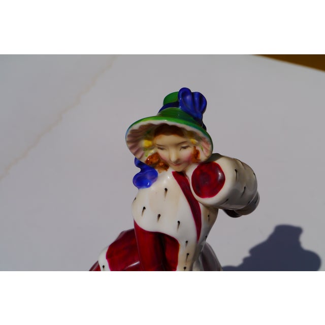 Vintage Royal Doulton England 1946 Figurine Hn1992 Christmas Morn Lady in Red For Sale - Image 11 of 13