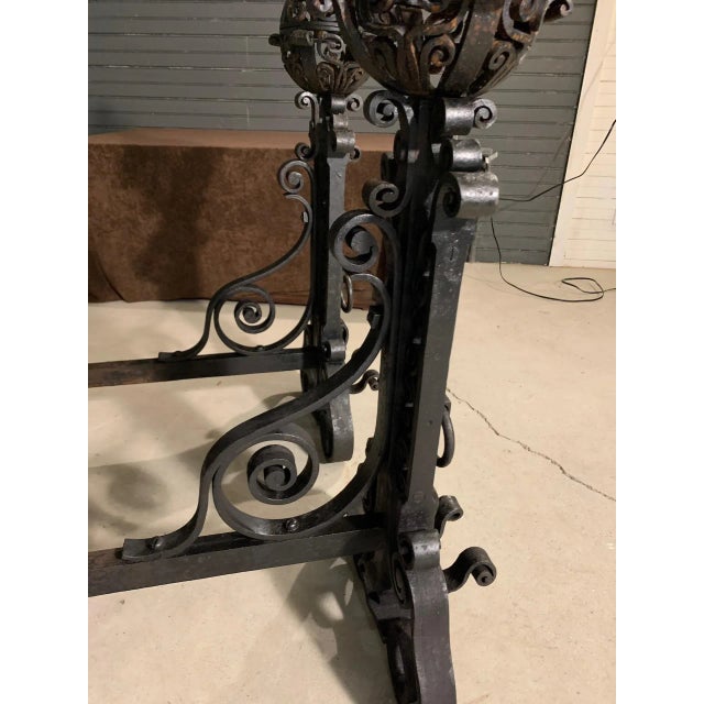 1950s Large Iron Andirons For Sale - Image 9 of 13