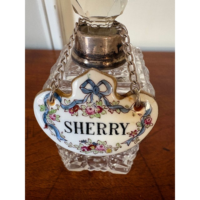 Staffordshire Ceramic Antique Hand Painted Bone China Liquor Sherry Bottle Tag