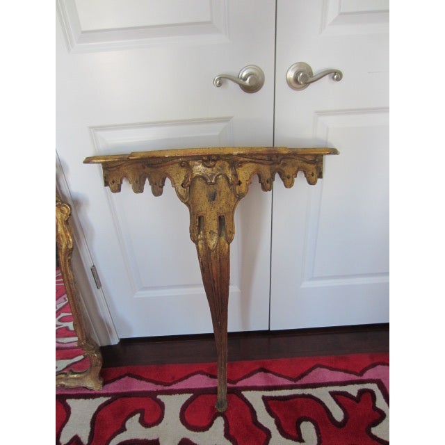 1940s Gilded Italian Hall Mirror With Shelf For Sale - Image 5 of 7