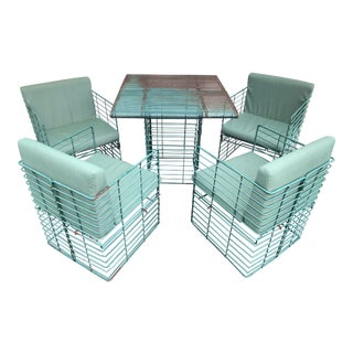 Josef Hoffmann Style Curvilinear Perforated Outdoor Dining Set - 5 Pieces For Sale