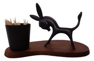 Metal and Teak Donkey Toothpick Holder, Germany, 1960s