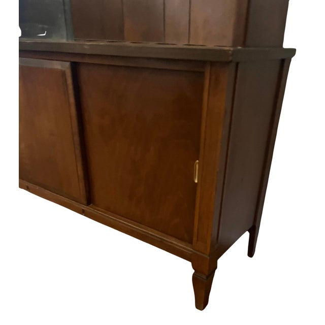 Walnut Mid Century Modern Glass Display Cabinet 74” Tall X 44.5” Wide. Rifle / Pool Stick Display For Sale - Image 4 of 9