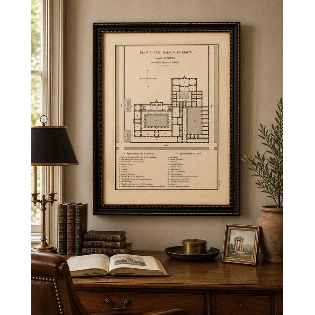 Gold Ancient Greek House Architectural Plan in the style of Vitruvius for Tardieu, 1825 For Sale - Image 8 of 9